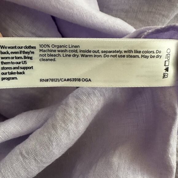 Eileen Fisher XS Handkerchief Organic Linen Shirt Wisteria Button Minimalist - Picture 11 of 11